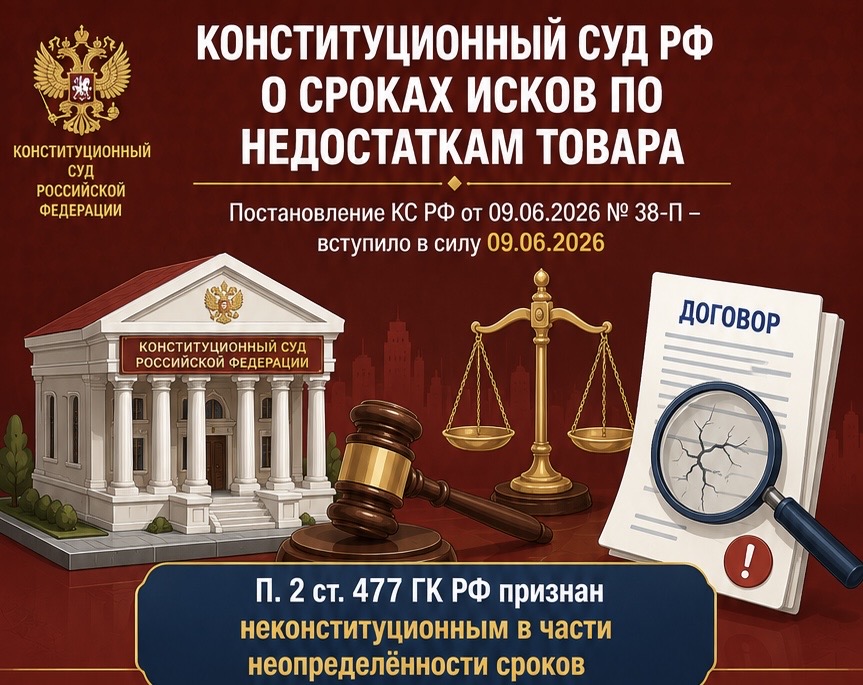 Конституционный Суд РФ обязал федерального законодателя конкретизировать вопрос, касающийся сроков предъявления покупателем к продавцу исковых требований в связи с недостатками проданного товара.