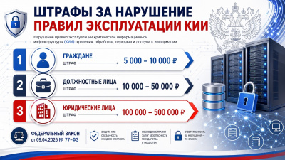 За нарушение правил эксплуатации объектов критической информационной инфраструктуры РФ теперь предусмотрен штраф до 500 тысяч рублей